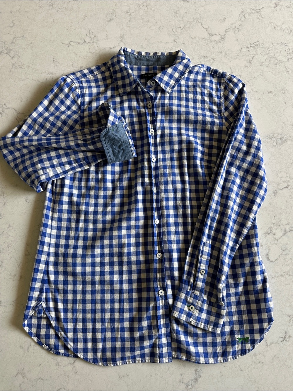 Talbots Blue and White Gingham Button-Down Shirt